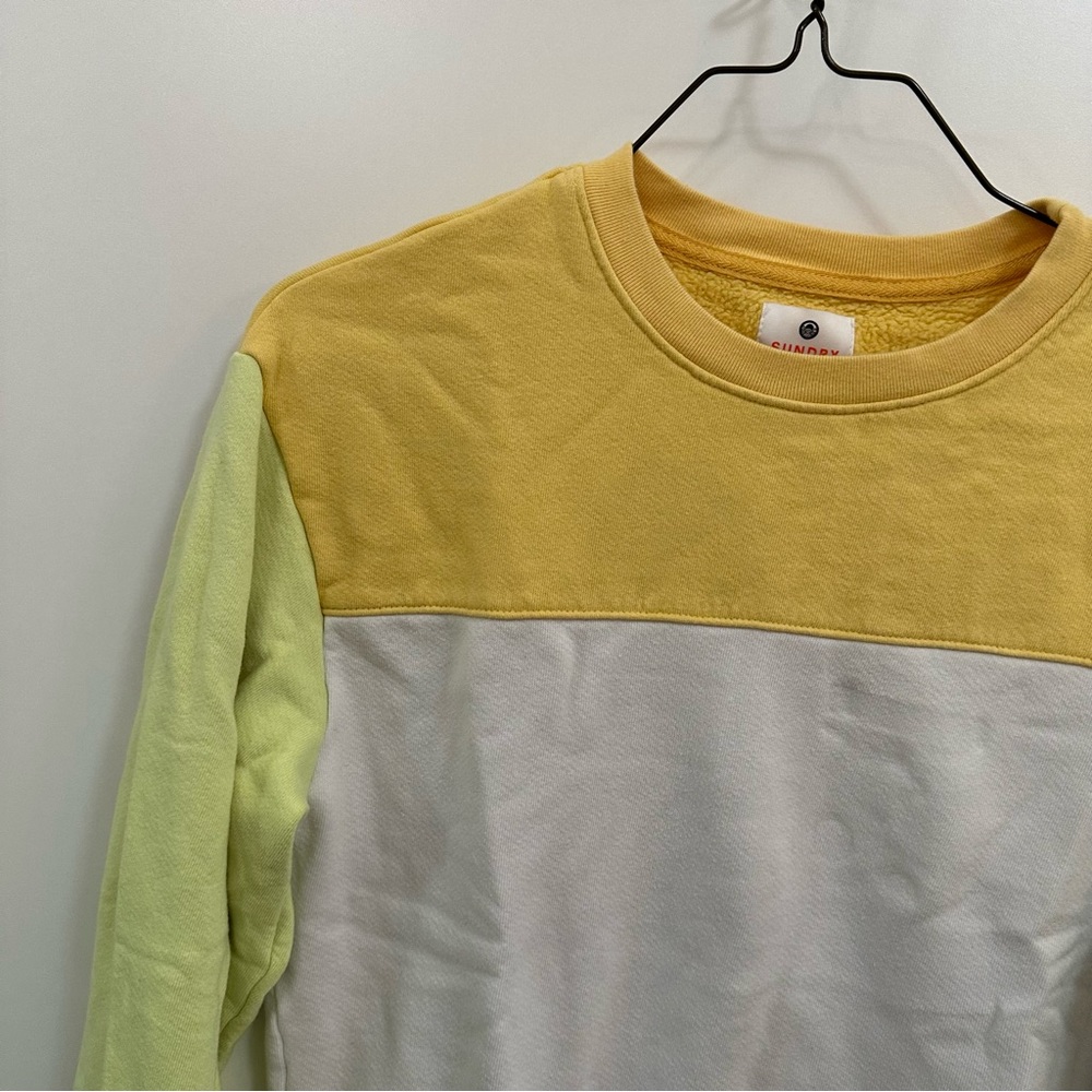 Sundry Color Block Yellow Sweatshirt Oversized - image 3